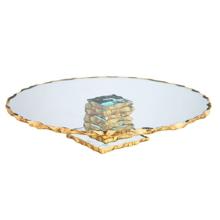 godinger Harper Gold Edge Large Footed Cake Stand
