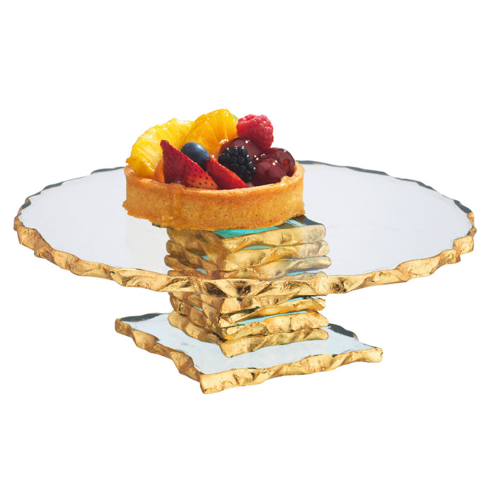 Godinger Harper Gold Edge Small Footed Cake Stand