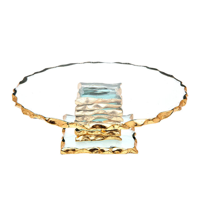 Godinger Harper Gold Edge Small Footed Cake Stand