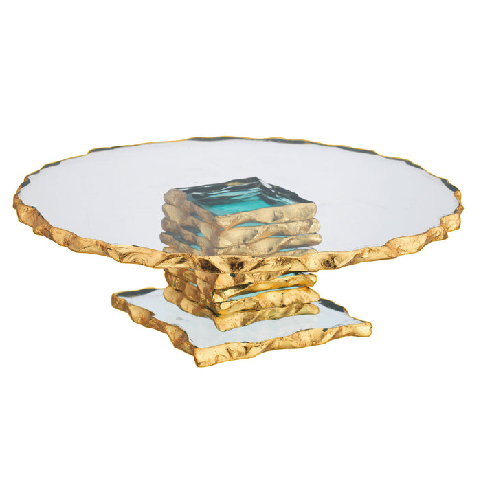 godinger Harper Gold Edge Small Footed Cake Stand