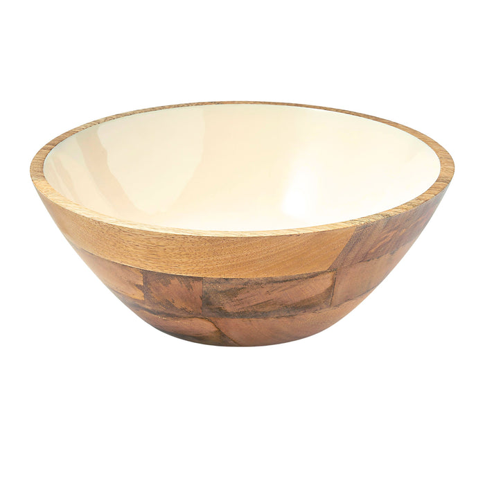 Godinger Huck Wood & Enamel Salad Bowl