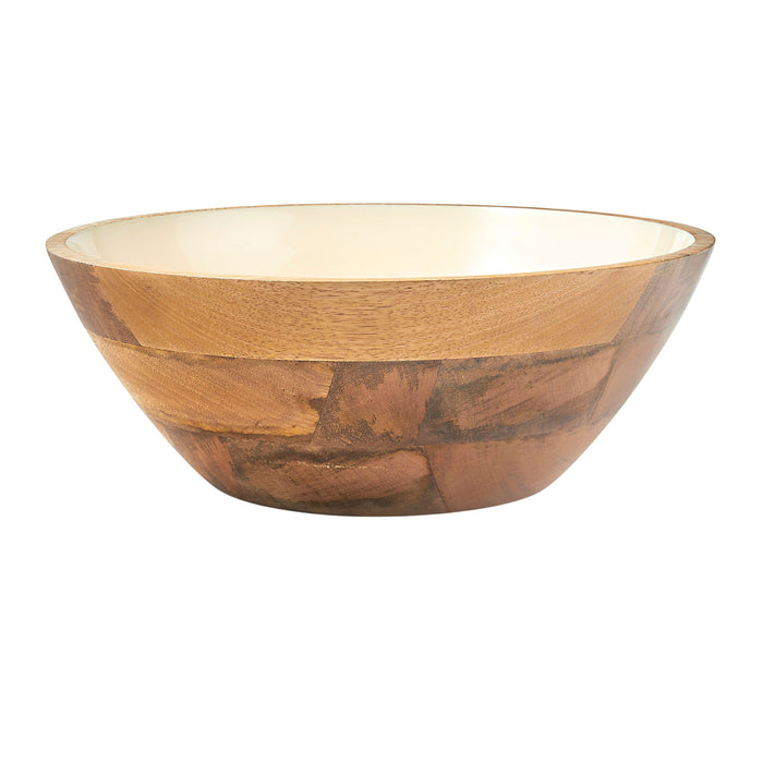 godinger Huck Wood & Enamel Salad Bowl