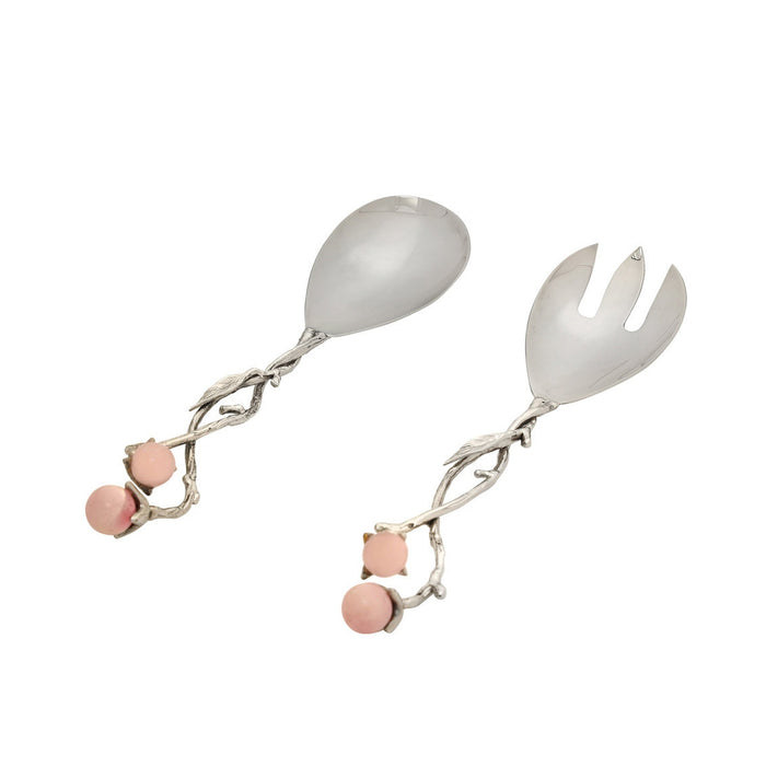 Godinger Hyaline Pink Salad Server Set