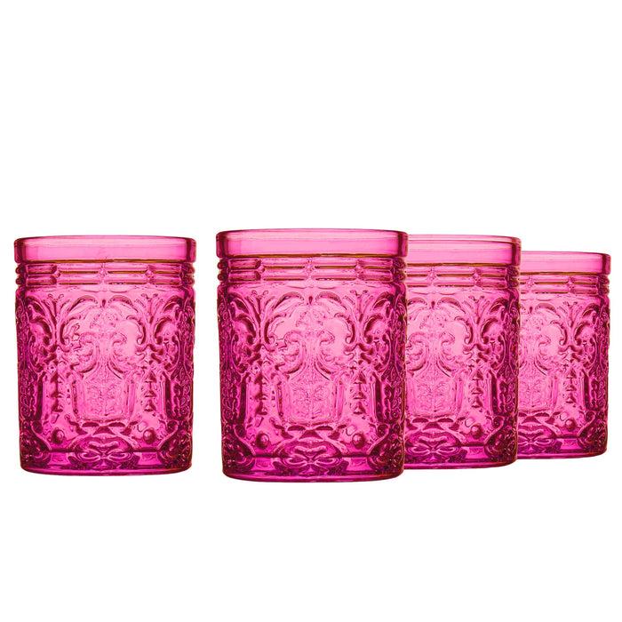 Godinger Jax Hot Pink Double Old Fashion Set Of 4