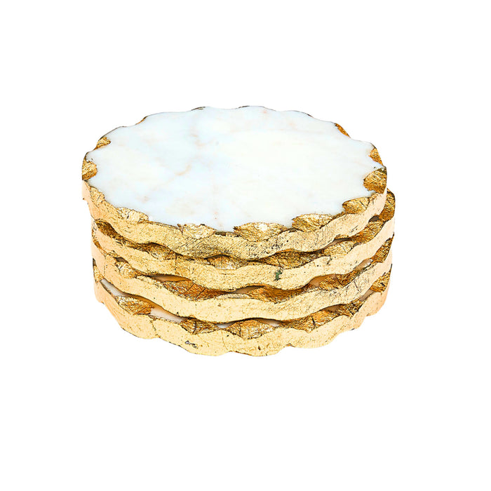 Godinger Lavi Marble Gold Organic Edge Coaster Set