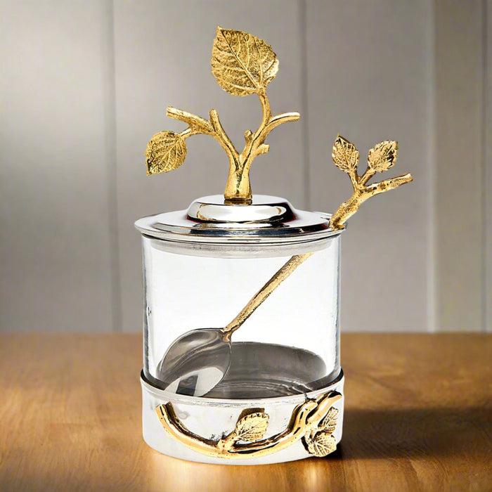 Godinger Leaf Jam Jar With Spoon