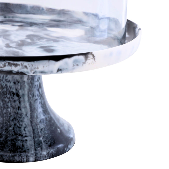Godinger Lucente Black & White Resin Cake Stand & Dome