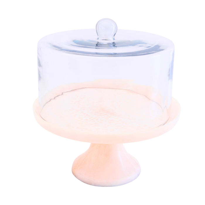 Godinger Lucente Pink Resin Cake Stand & Dome