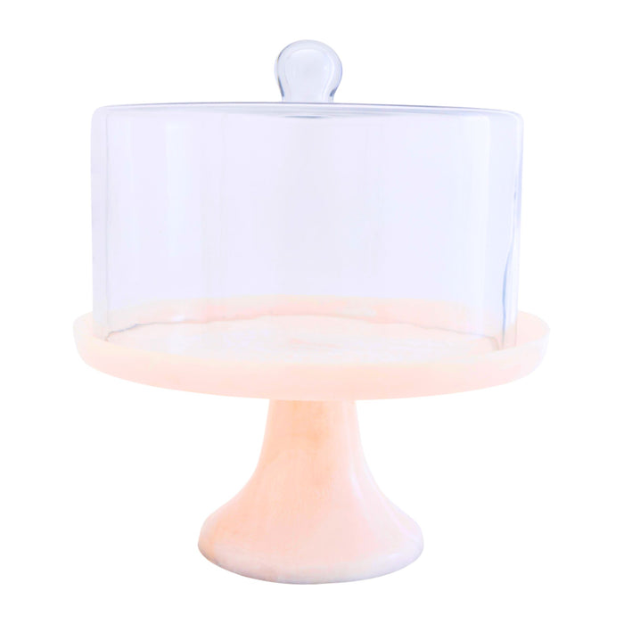 Godinger Lucente Pink Resin Cake Stand & Dome