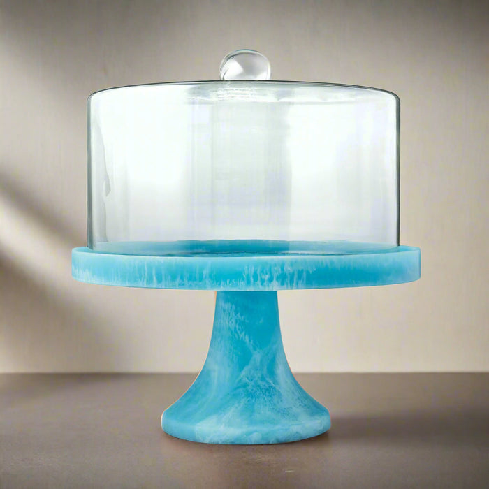 Godinger Lucente Resin Matte Blue Cake Dome