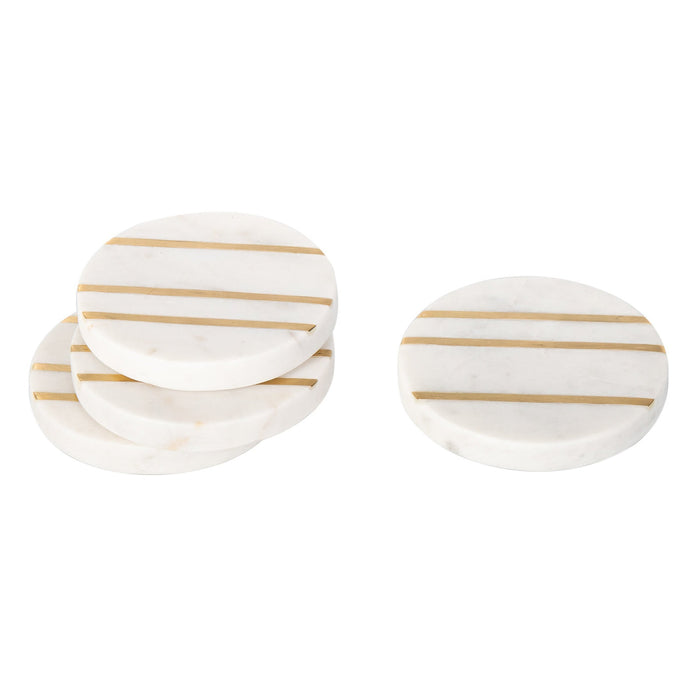 Godinger Marble Circle Brass Inlay Coaster Set