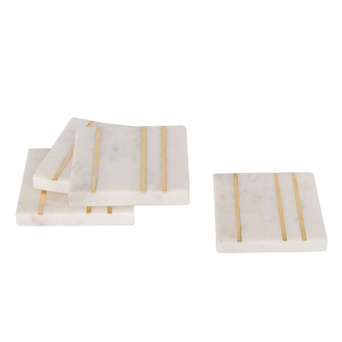 Godinger Marble Square Inlay Coaster Set