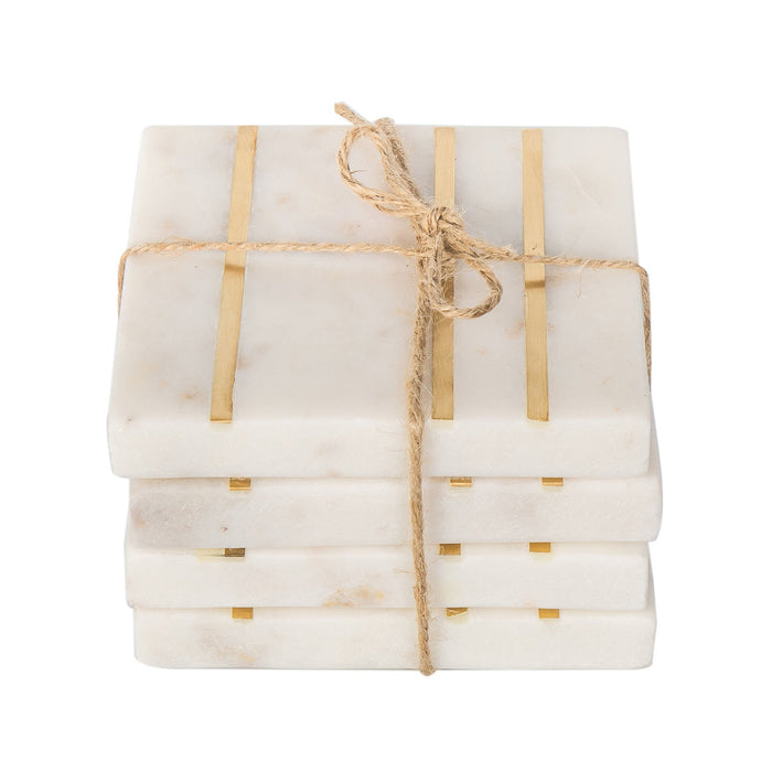 godinger Marble Square Inlay Coaster Set