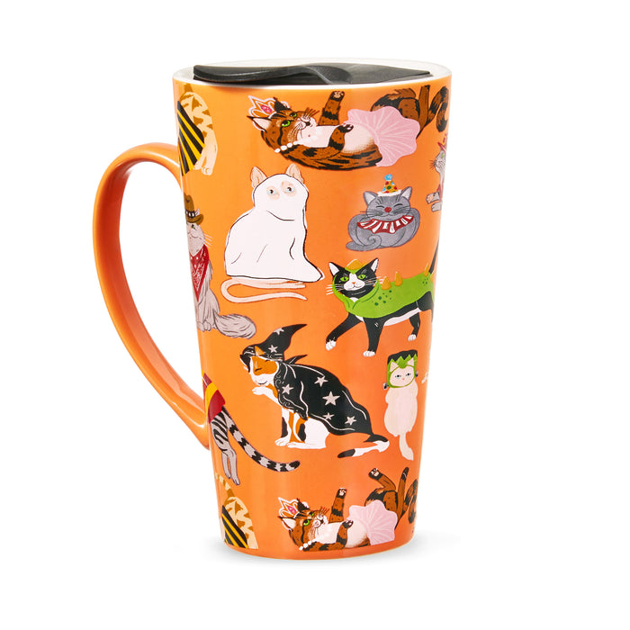 Godinger Meowlloween Porcelain Travel Mug