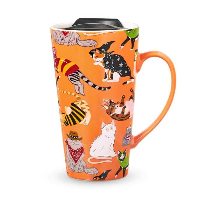 Godinger Meowlloween Porcelain Travel Mug