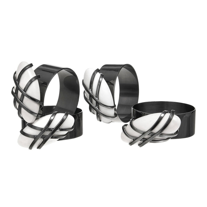 Godinger Midnight Pebble Napkin Ring Set