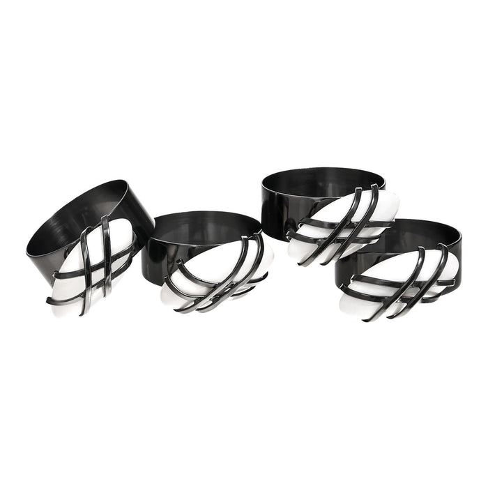 Godinger Midnight Pebble Napkin Ring Set
