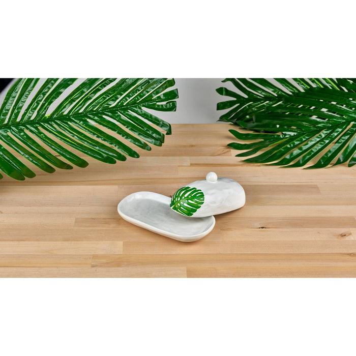 Godinger Monstera & Palm Leaf Butter Dish