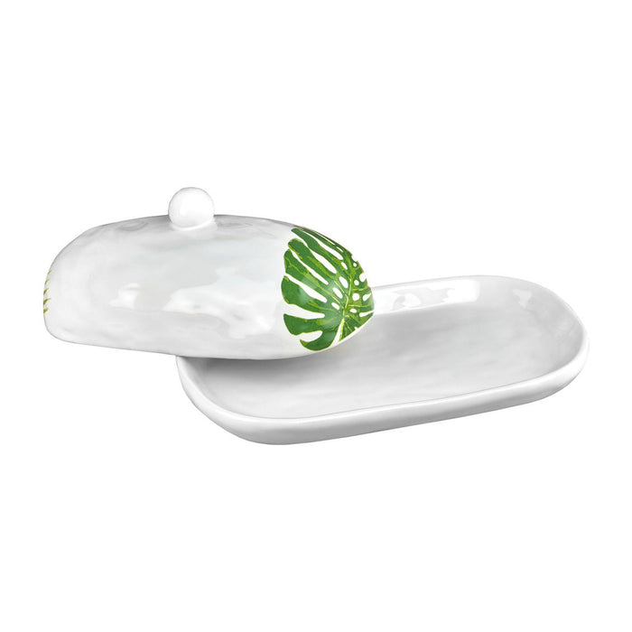 Godinger Monstera & Palm Leaf Butter Dish