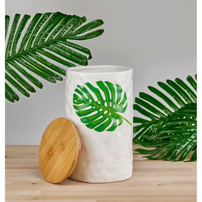 Godinger Monstera & Palm Leaf Large Storage Canister