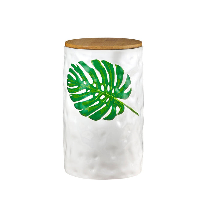 Godinger Monstera & Palm Leaf Large Storage Canister