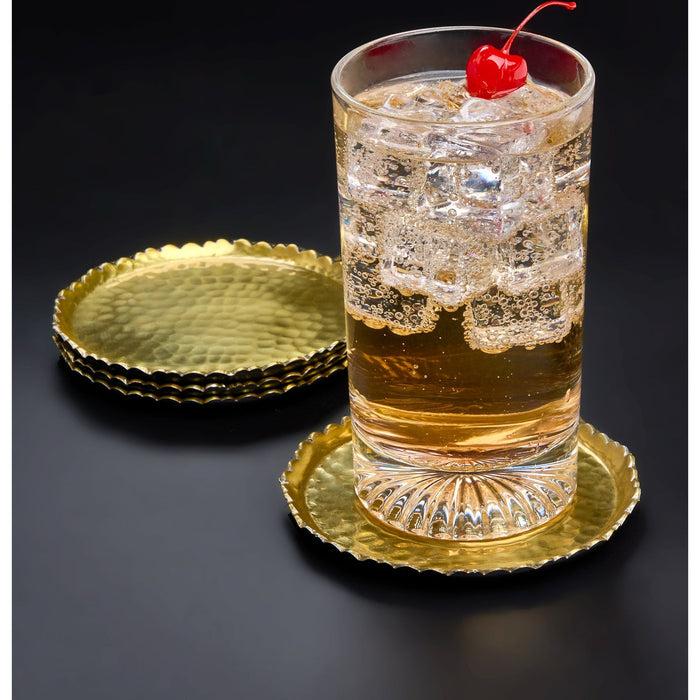 Godinger Munro Black And Gold Hammered Coaster Set