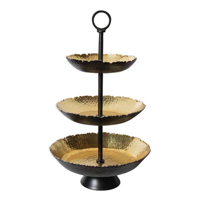 godinger Munro Black & Gold Hammered 3 Tiered Server