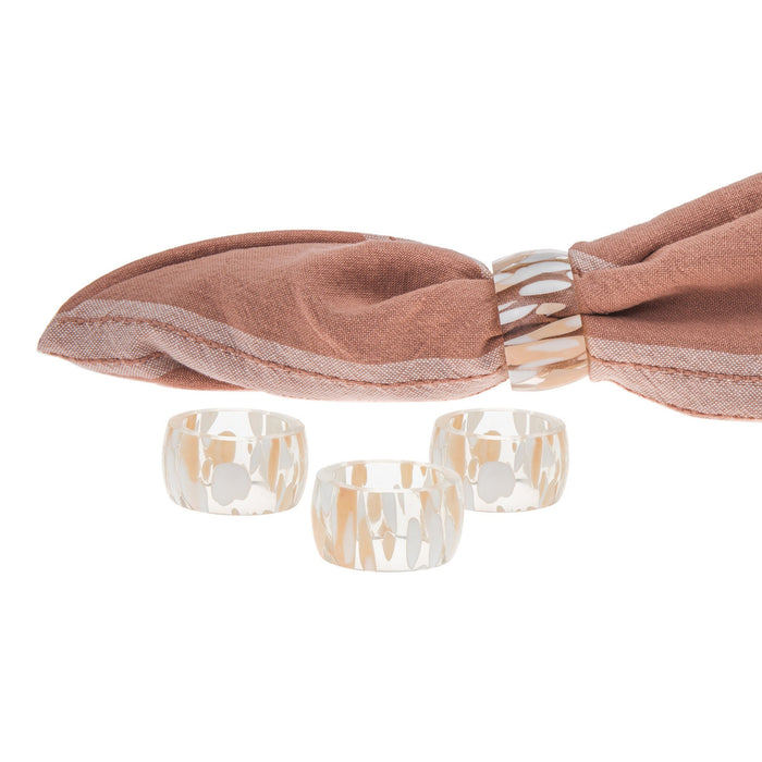 Godinger Pink Terrazo Glass Napkin Ring Set