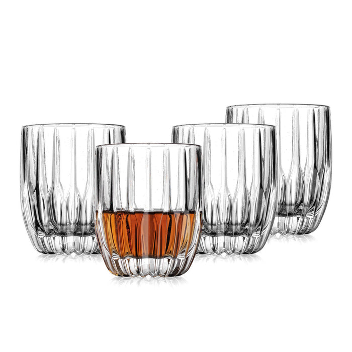 godinger Pleat Double Old Fashion Glass Set of 4
