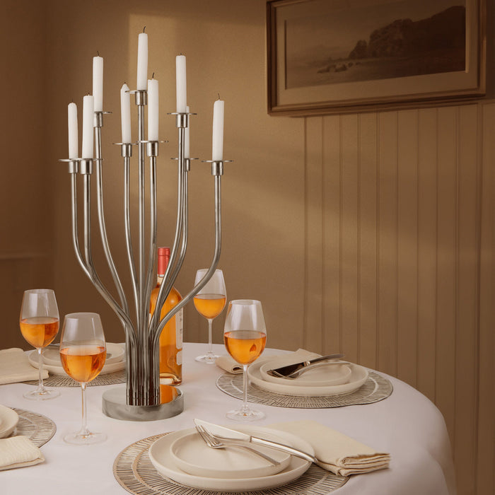 Godinger Radiant Tree 9 Light Stainless Candelabra
