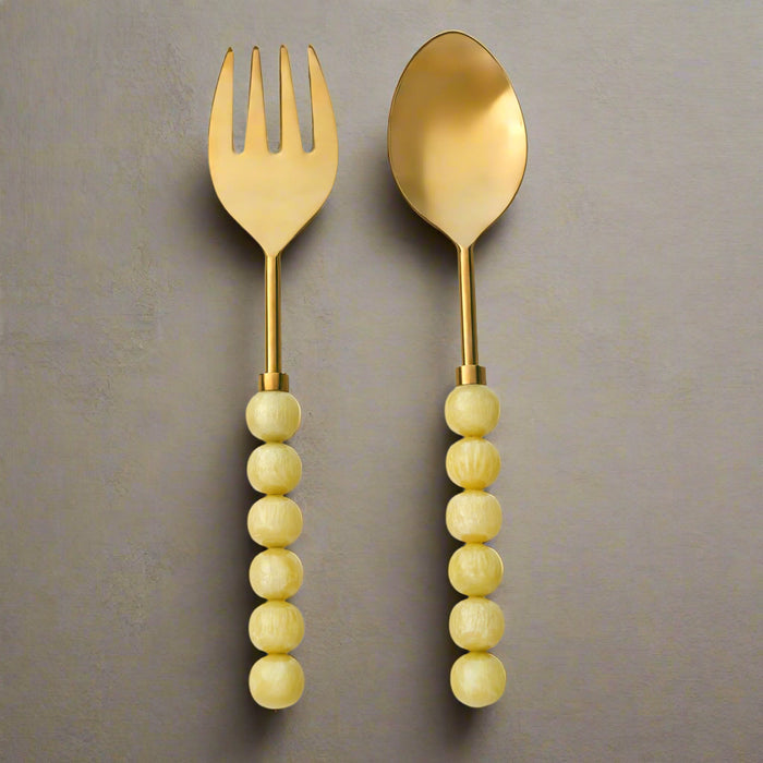 Godinger Rathlin Butter Yellow Salad Server Set