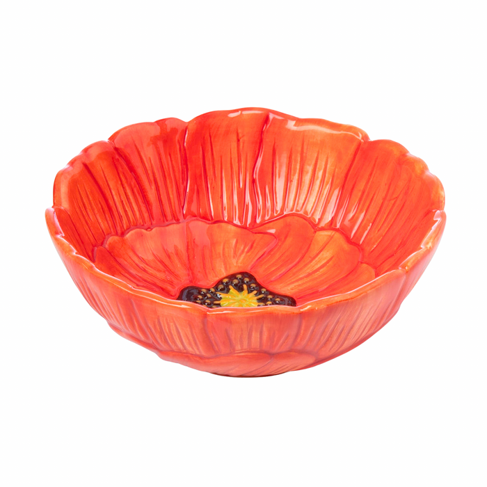 godinger Red Poppy Flower Cereal Bowl