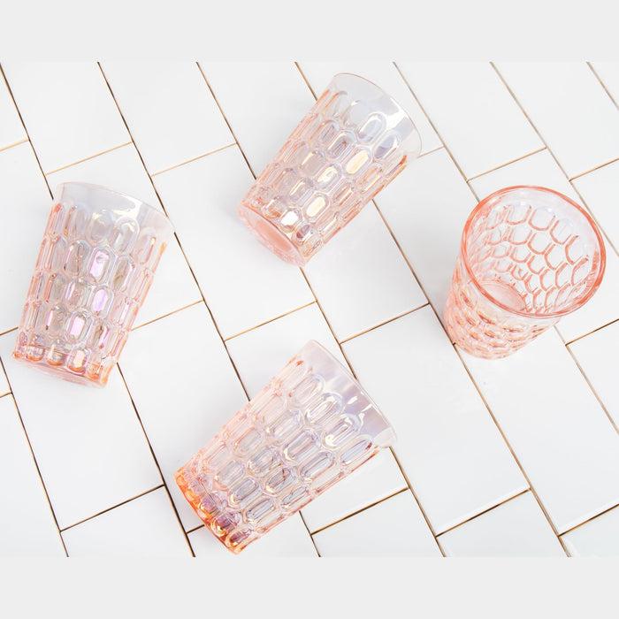 Godinger Rex Pink Iridescent Highball Set Of 8