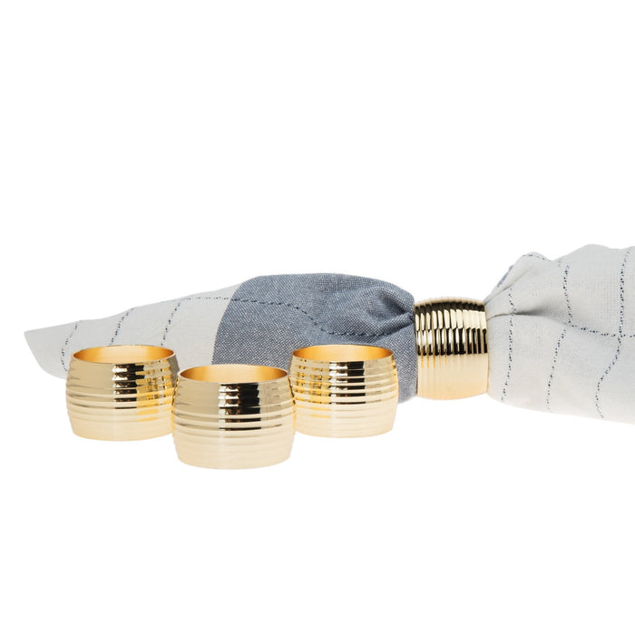 Godinger Ribbed Gold Napkin Ring Set