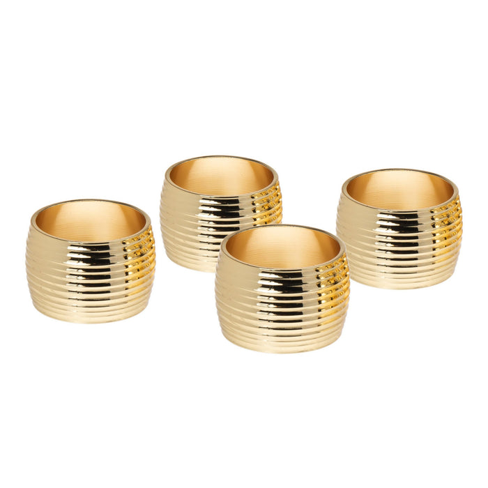 godinger Ribbed Gold Napkin Ring Set