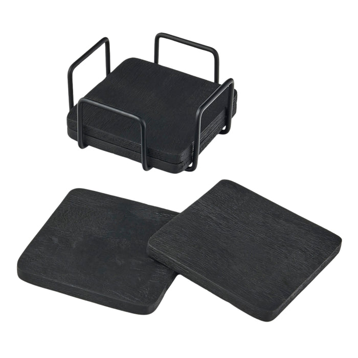 Godinger Ridgewood Black Coaster Set With Stand