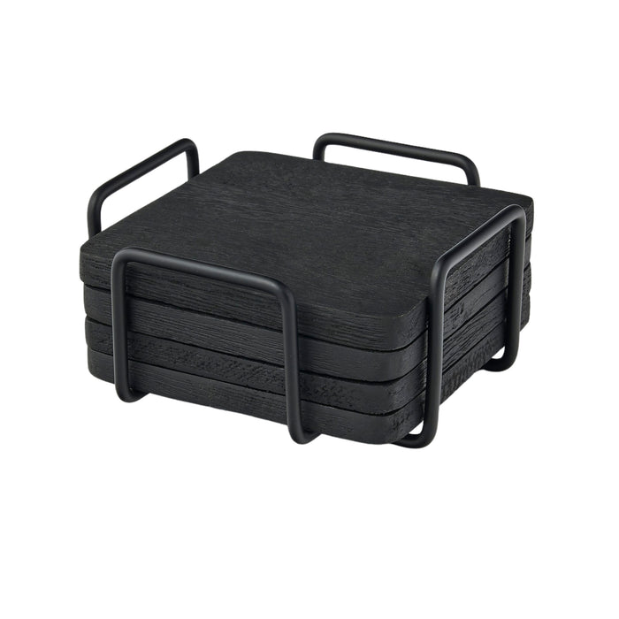 Godinger Ridgewood Black Coaster Set With Stand