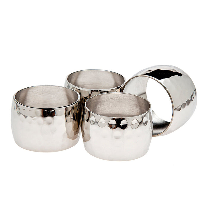 godinger Round Hammered Napkin Ring Set