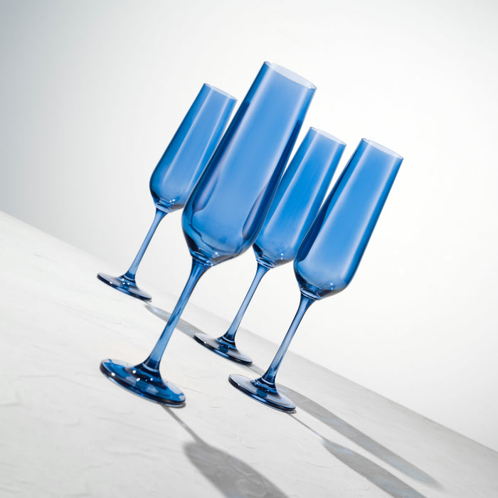 Godinger Sheer Blue Flute Set Of 4