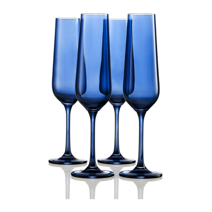 godinger Sheer Blue Flute Set of 4