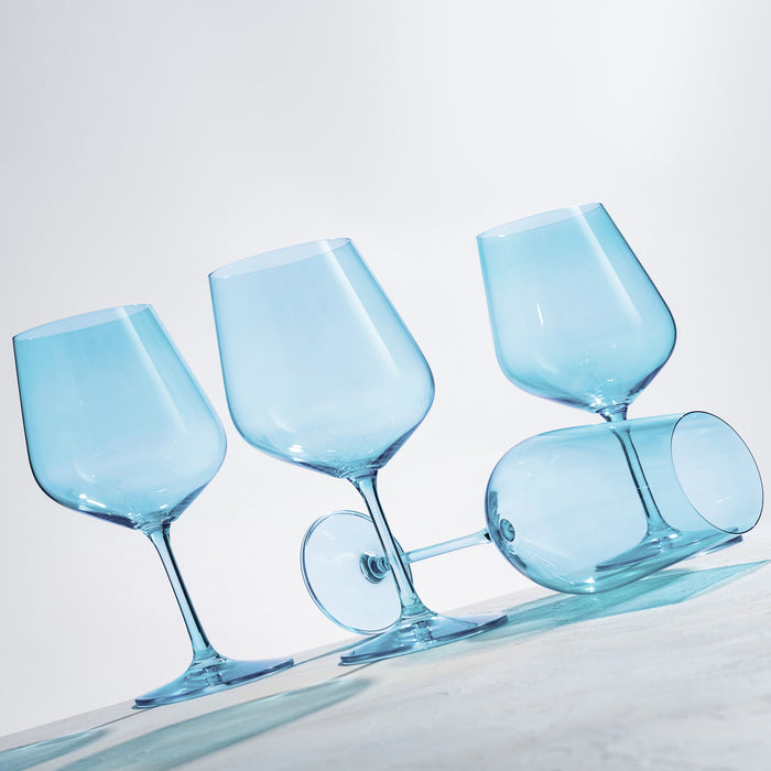 Godinger Sheer Light Blue Red Wine Glass Set Of 4