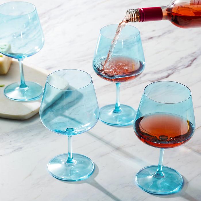 Godinger Sheer Light Blue Red Wine Glass Set Of 4