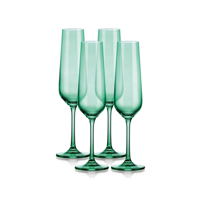 Godinger Sheer Light Green Flute Set Of 4
