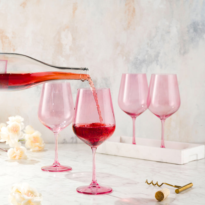 Godinger Sheer Light Rose Red Wine Glass Set Of 4