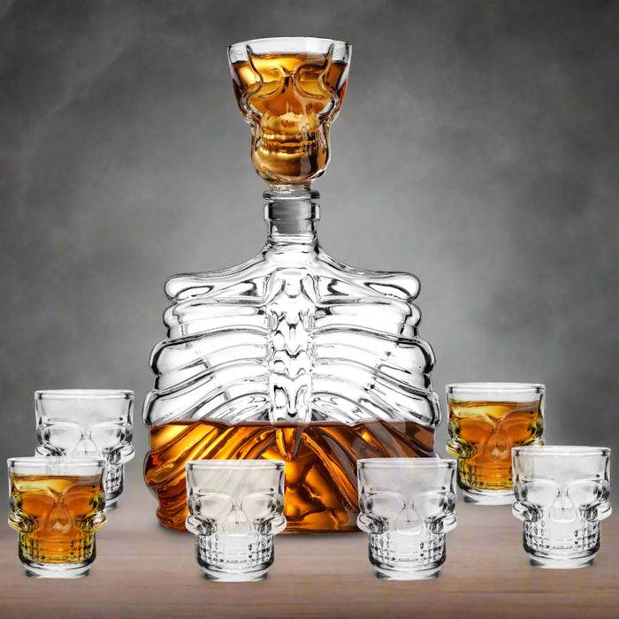 Godinger Skelly 7 Piece Whiskey Decanter Set