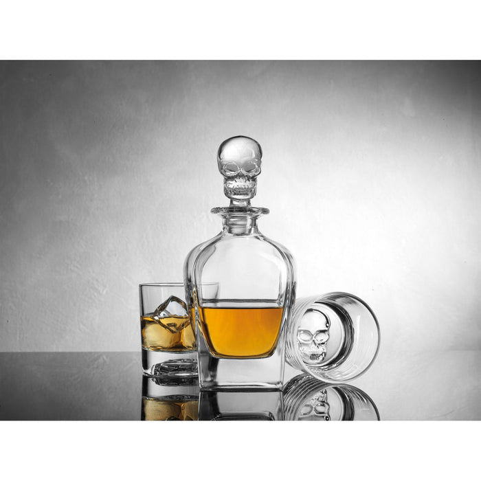 Godinger Skull 3 Piece Whiskey Decanter Set