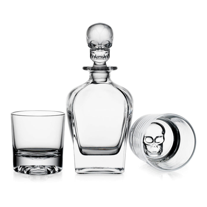 Godinger Skull 3 Piece Whiskey Decanter Set
