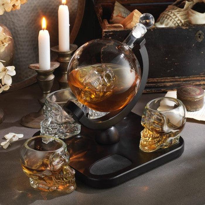 Godinger Skull 5 Piece Whiskey Decanter Set