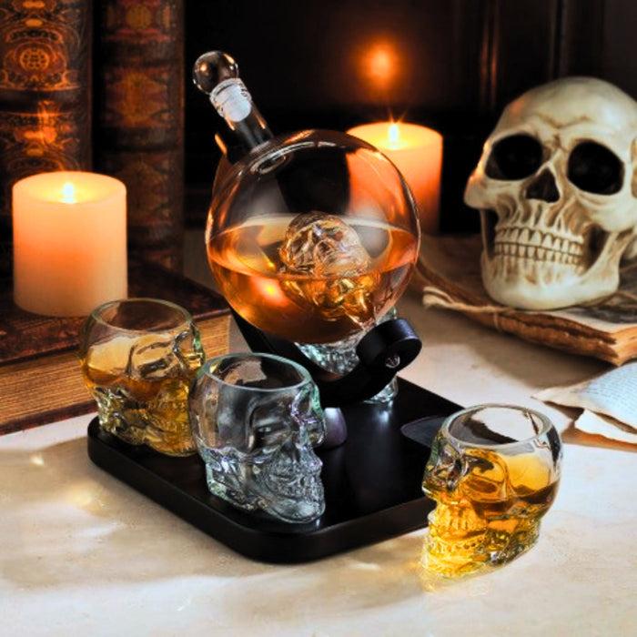 Godinger Skull 5 Piece Whiskey Decanter Set
