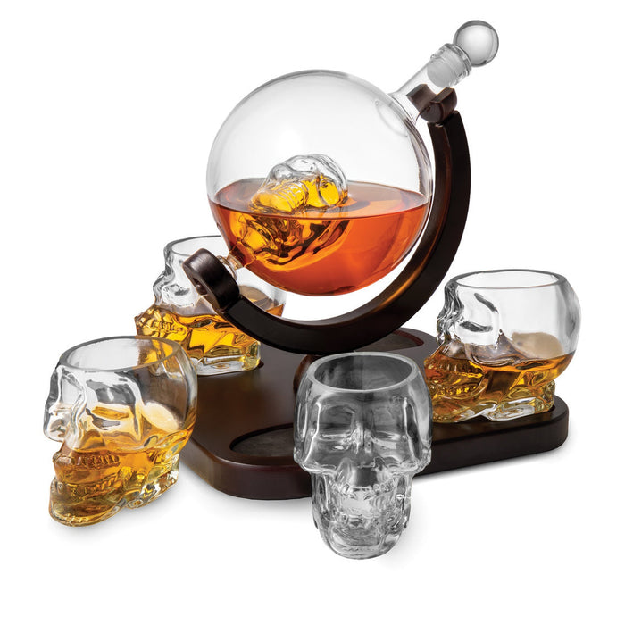 godinger Skull 5 Piece Whiskey Decanter Set